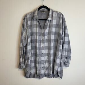 Soft Surroundings Women's Shirt Button Front Plaid Lagen Look Plus Size 2X Grey